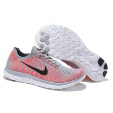 Nike free run flyknit 4.0 серые с розовым